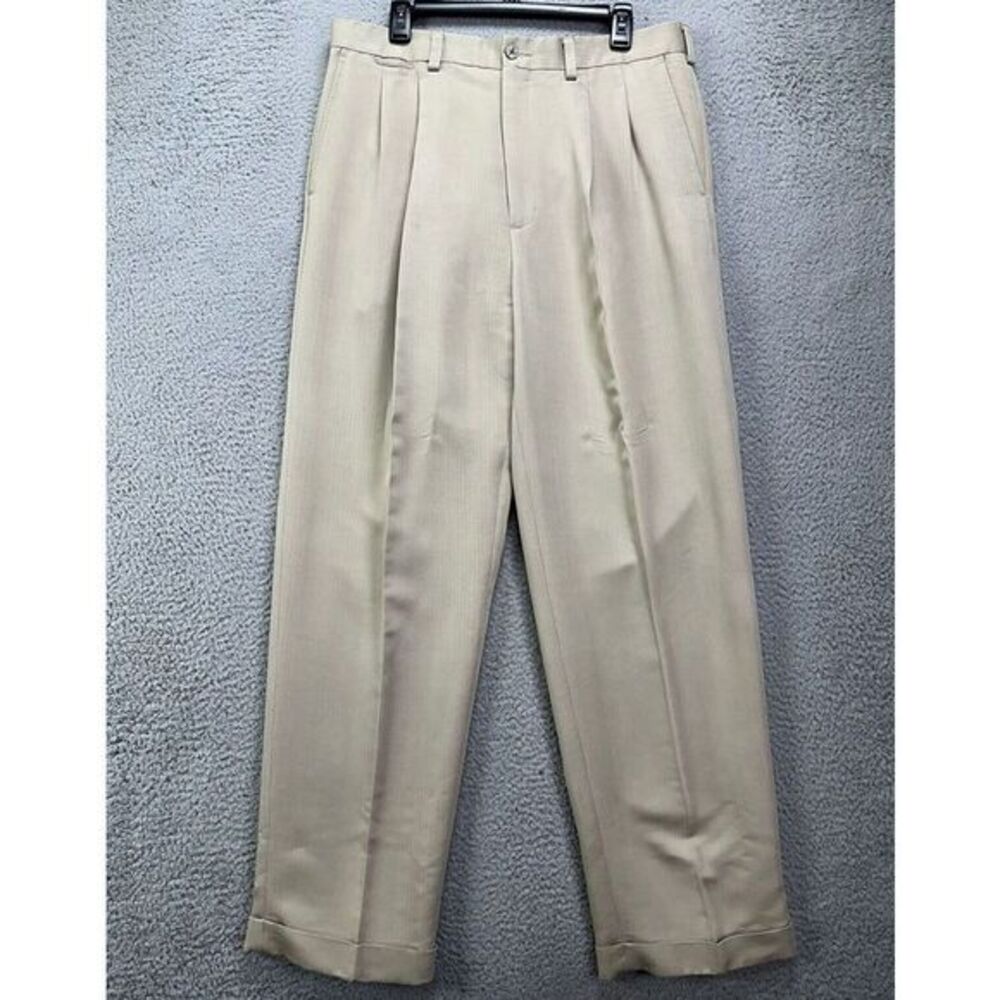 Ping Golf Chino Pants Mens 36X32 Beige Straight Pleated‎ Athletic Sports Pockets